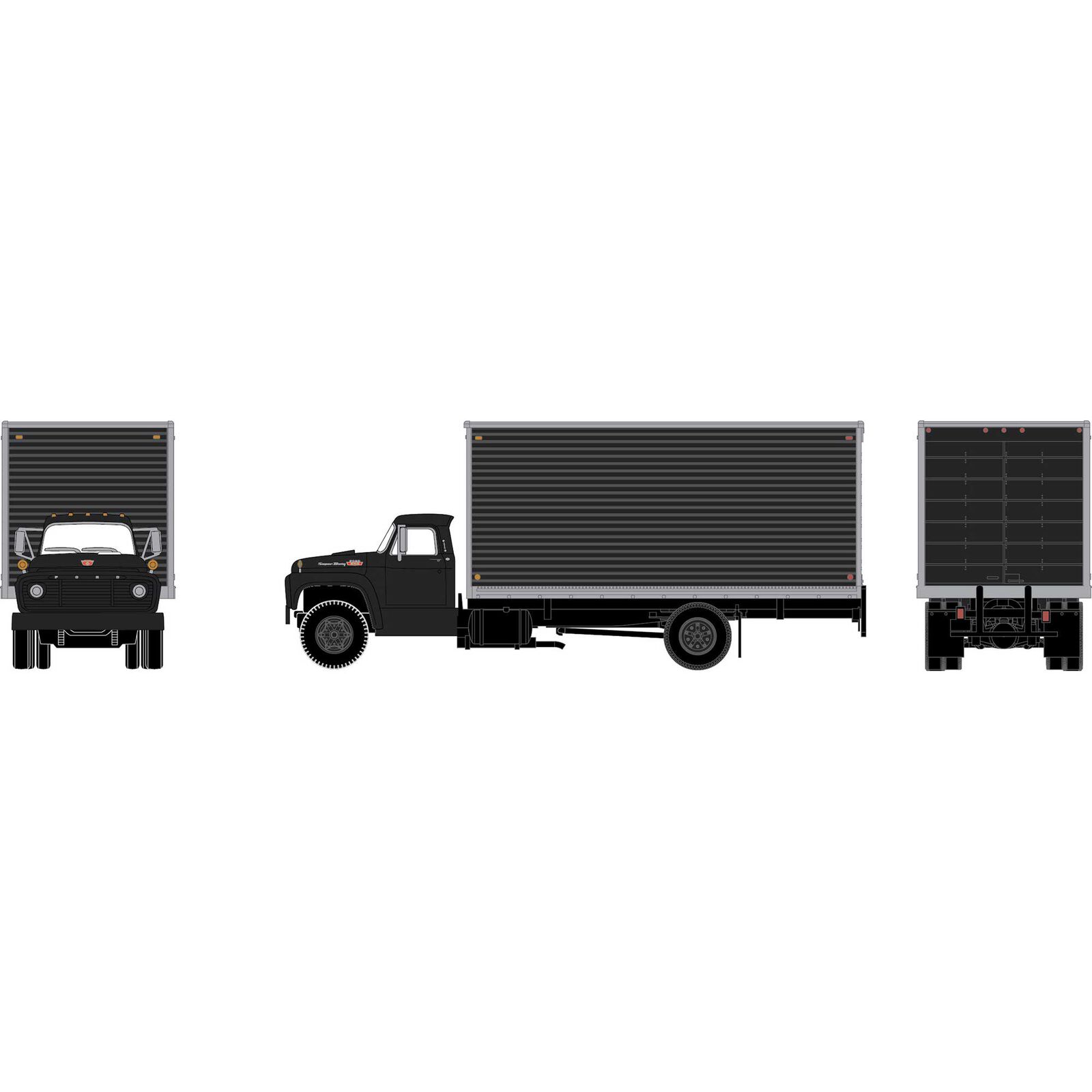 HO ATH Ford F-850 Box Van, Gloss Black Unlettered