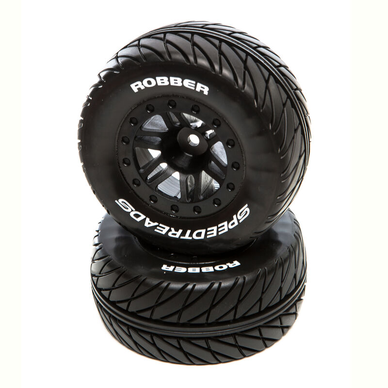 SpeedTreads Robber SC Front Black Mounted (2): Traxxas Slash