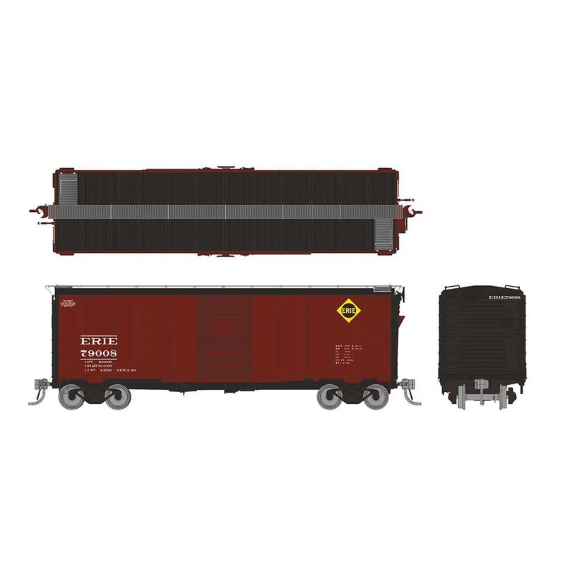 HO 1937 AAR 40ft Boxcar - Round corner: Erie (6)