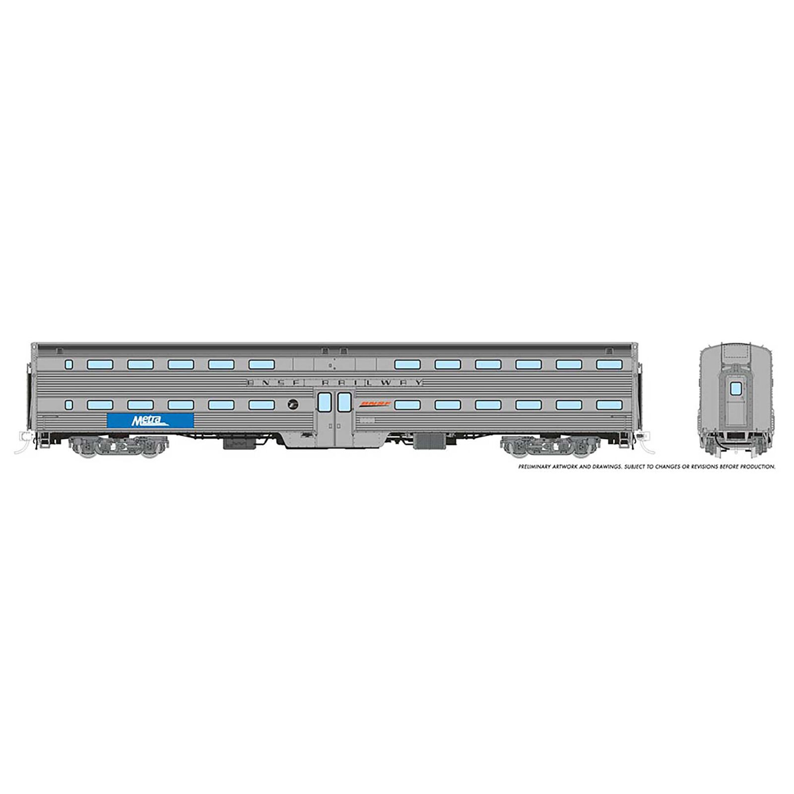 HO Gallery Commuter Car Metra BNSF Coach, Unnumbered