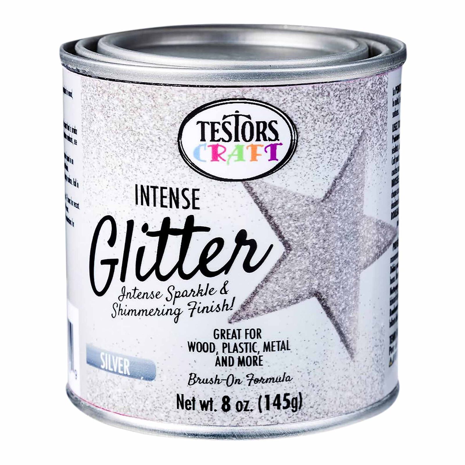 Testors Craft Intense Glitter, 8 oz Can, Silver