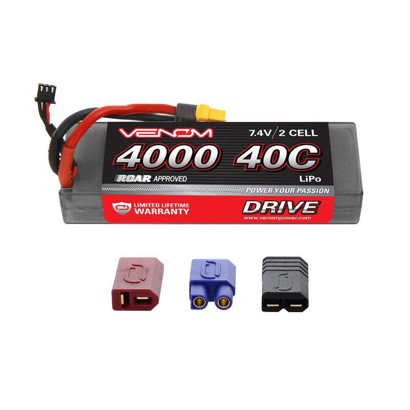 7.4V 4000mAh 2S 40C DRIVE Sport Power LiPo Battery: UNI 2.0 Plug