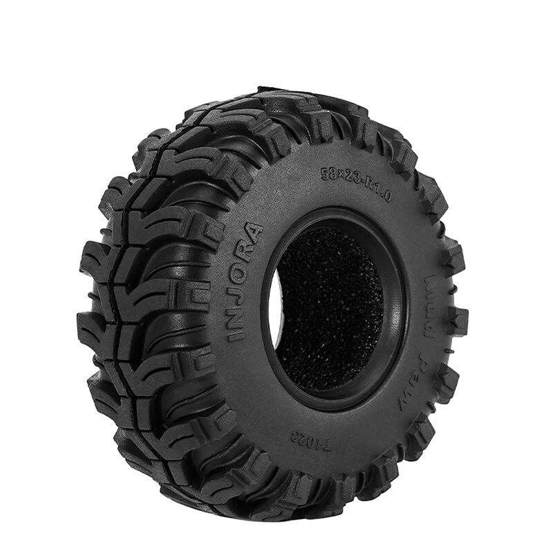 INJORA 1/24 Mud Paw Front/Rear 1.0" (2.8" OD) Rock Crawler Tires & Inserts (4)