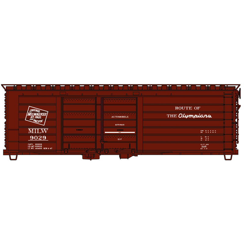 HO 40' Double Door Steel Automobile Boxcar, MILW