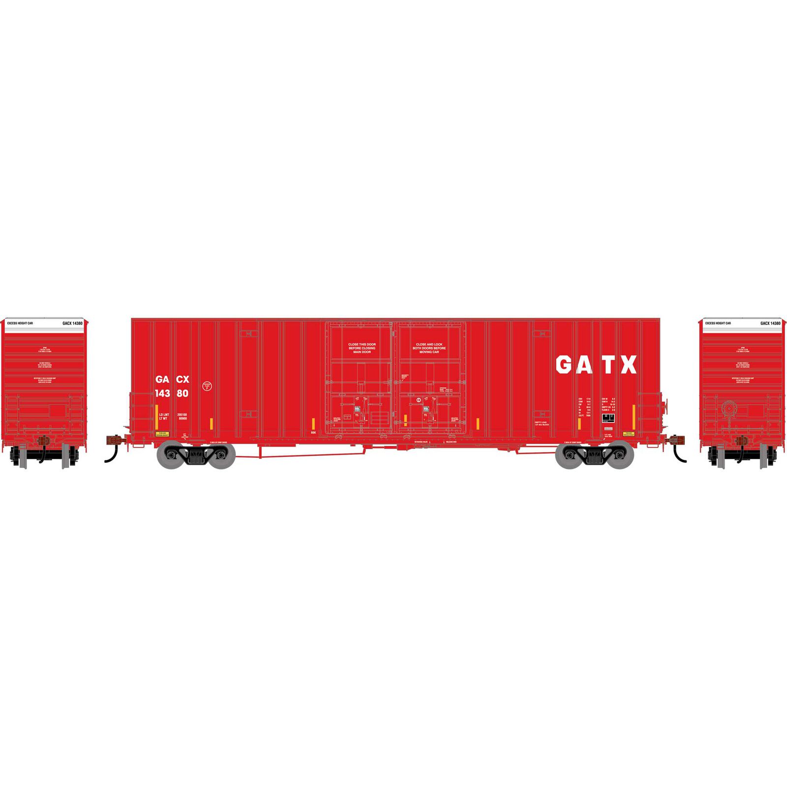 HO ATH 60' Gunderson High Cube Double Door Box Car, GACX #14380