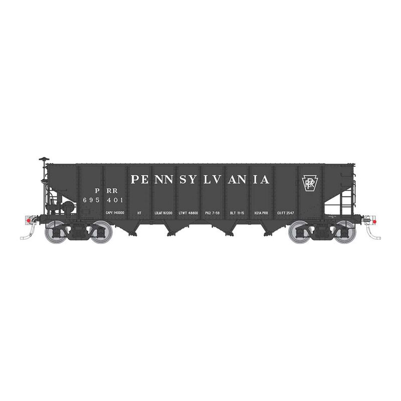HO H21A 4-Bay Hopper: PRR - Black, Plain Keystone