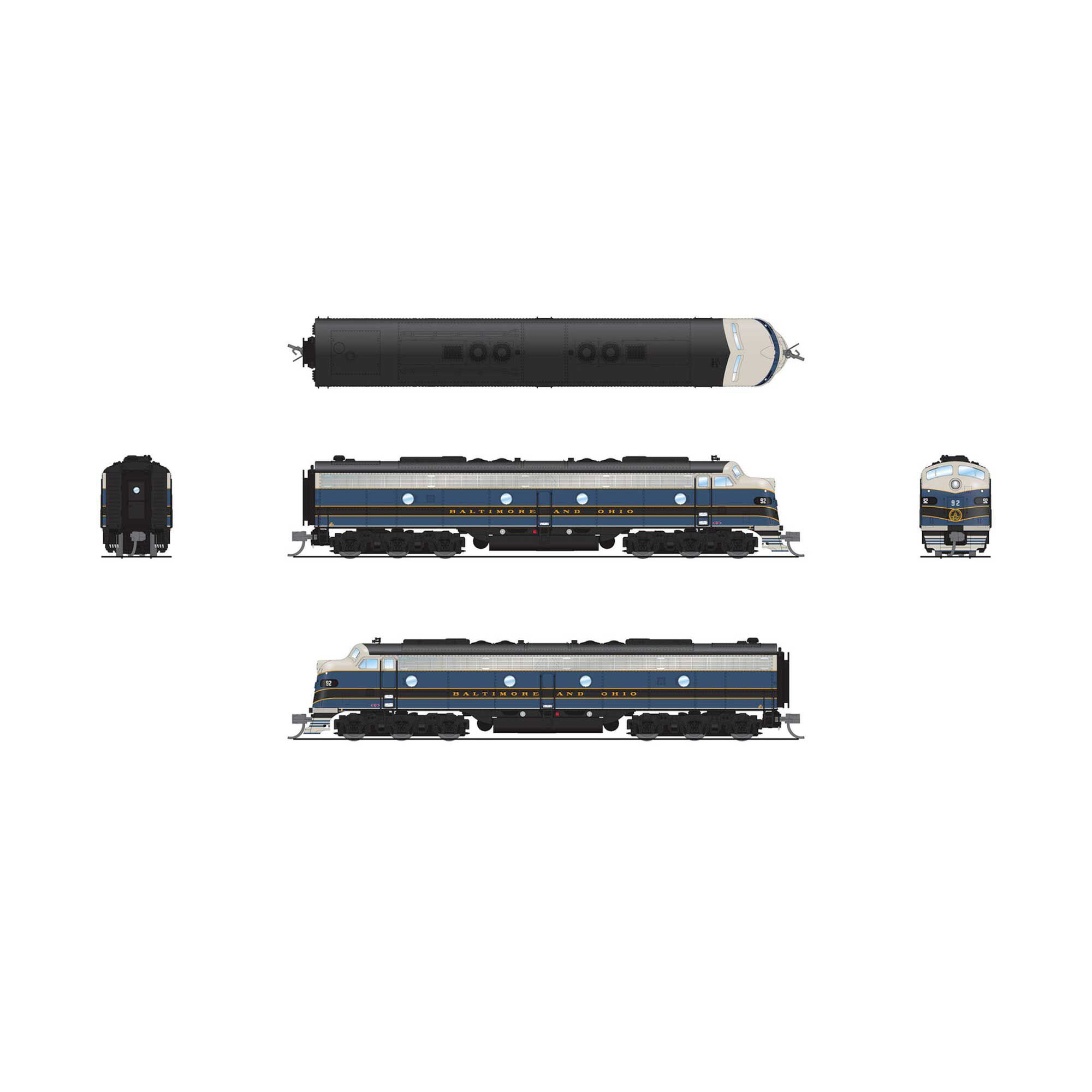 Broadway Limited Imports N EMD E8 A/B Locomotive, B&O 92 / 52X, As