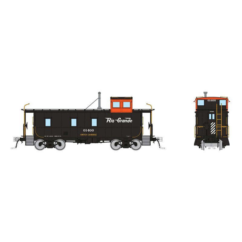 HO D&RGW End Cupola Steel Caboose: Switch Caboose Scheme: #01404