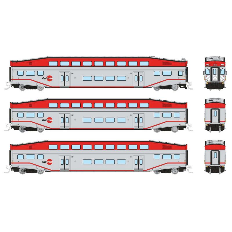 N Bilevel Commuter Car: CalTrain: Set #1 (Cab: 119 Coaches: 231 234)
