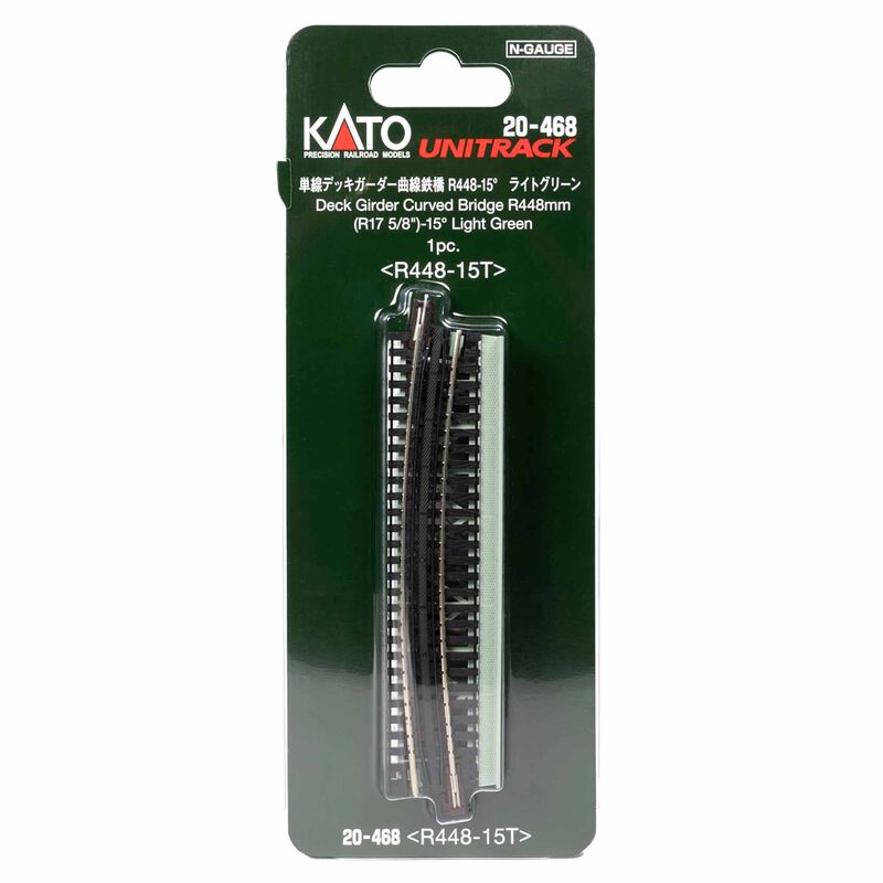 Kato USA, Inc. N Curved Deck Girder Bridge, Light Green (R448-15&ordm; (17.6") Radius 15&ordm;)