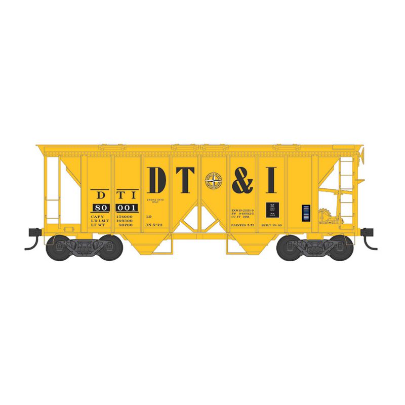 HO 70 Ton 2 Bay Covered Hopper Detroit Toledo & Ironton Road #80003
