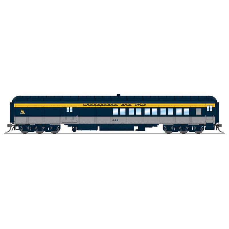 HO Scale C&O Coach-Baggage Combine, #439, Tri-Color Paint