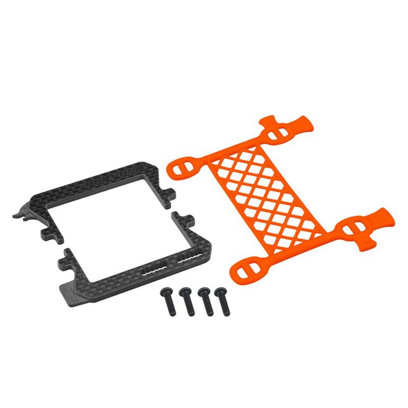 B6.3 Carbon Logo Cargo Net Battery Brace, Orange