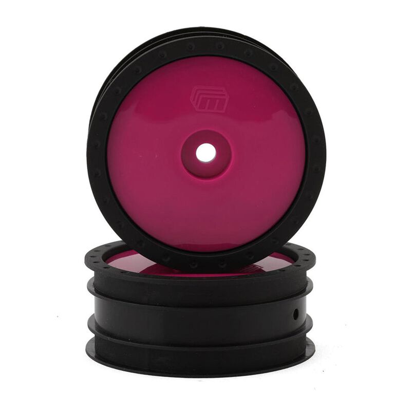 Whitz Racing 1/10 Whiplash 2.2" Front Sprint Car Wheels with Wheel Covers, Hot Pink (2)