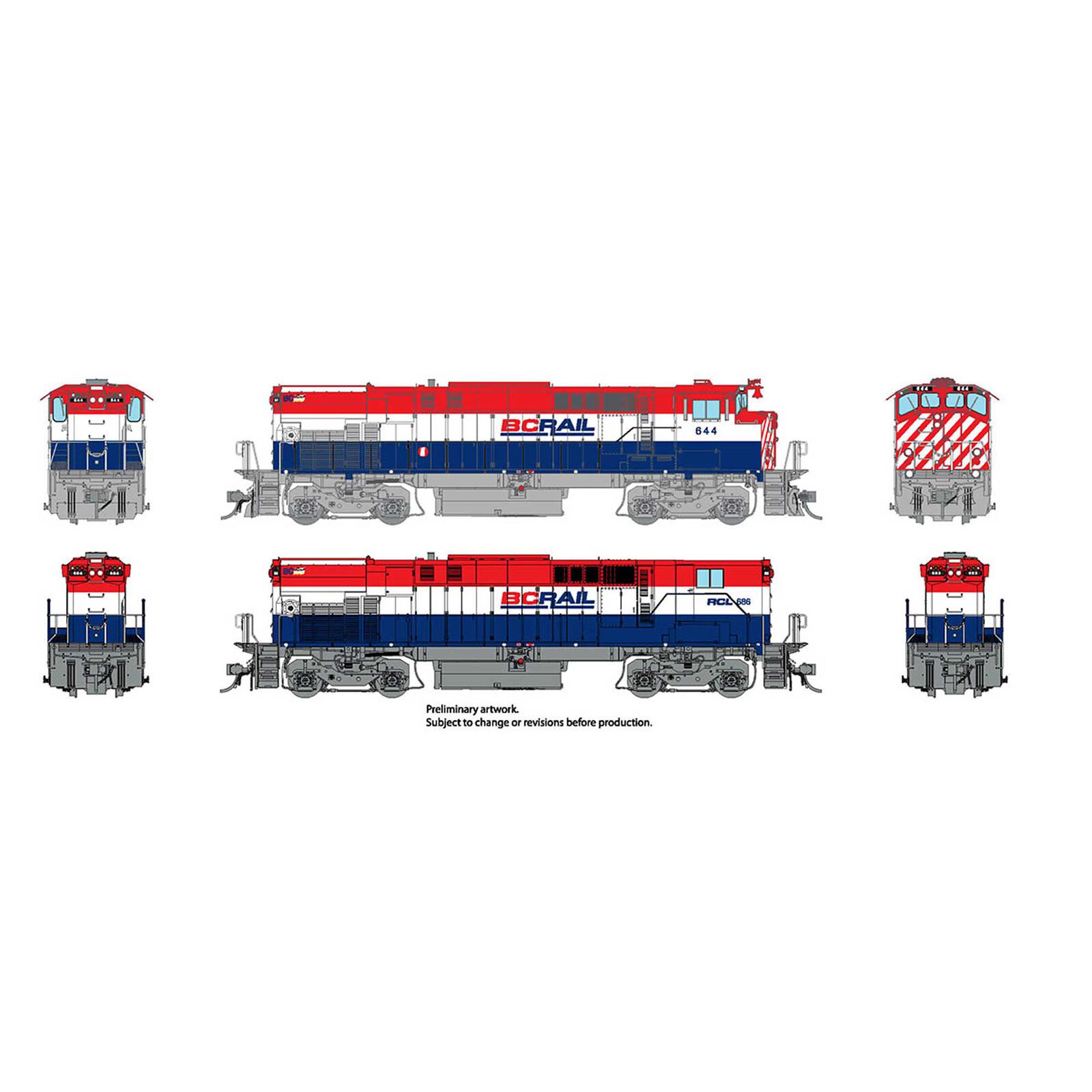HO M-420 & M-420B DC Locomotive Set BCR Red, White, Blue #641, #681
