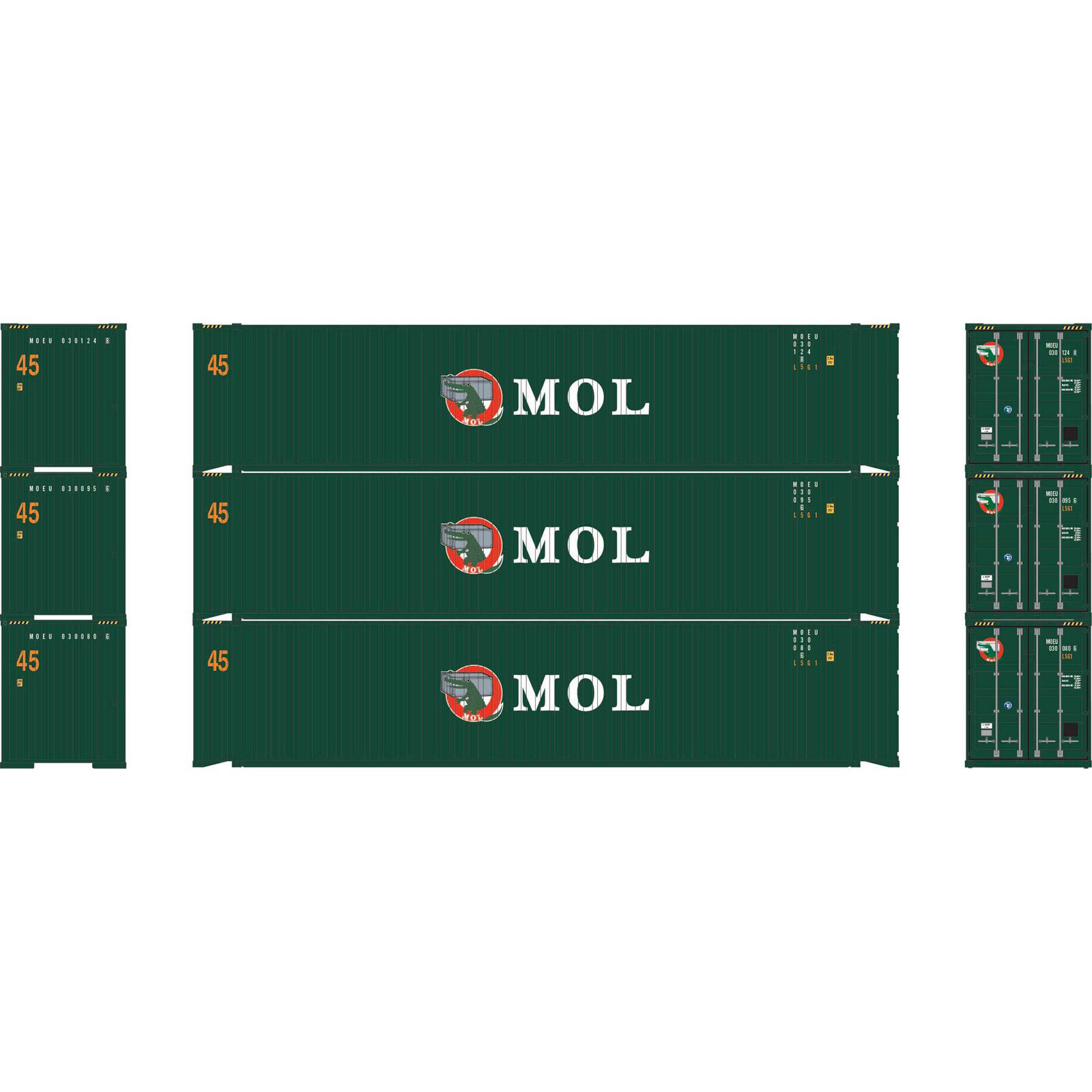 HO 45' Containers, MOEU #030080 6/030095 6/030124 8 (3)