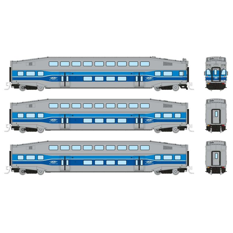 N Bilevel Commuter Car: AMT Montreal: Set #1 (Cab: 2001 Coaches: 2024 2031)
