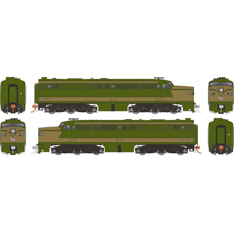 HO PA-1 + PA-1 Locomotive Set, CN #9077, 9078