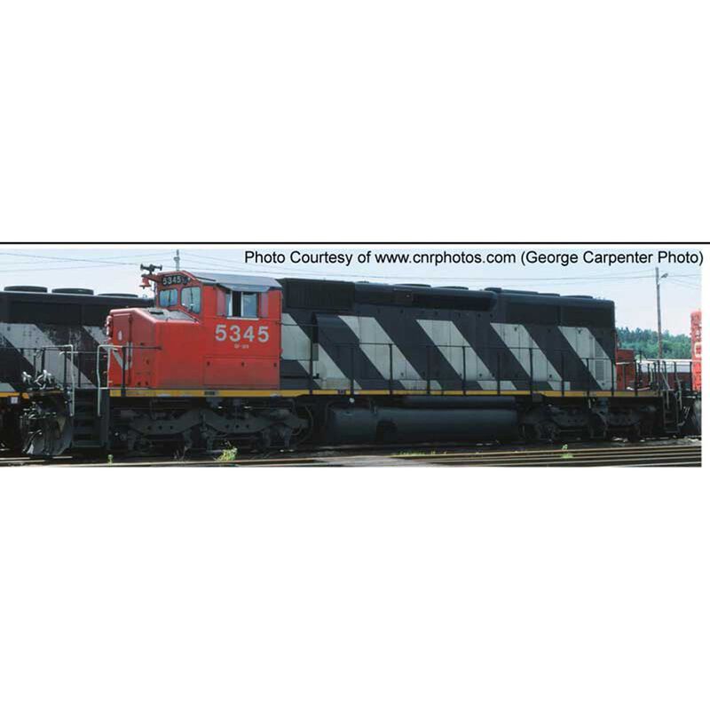 HO GMD SD40-2W Locomotive with DCC & Sound, CN Sergeant Stripes #5345