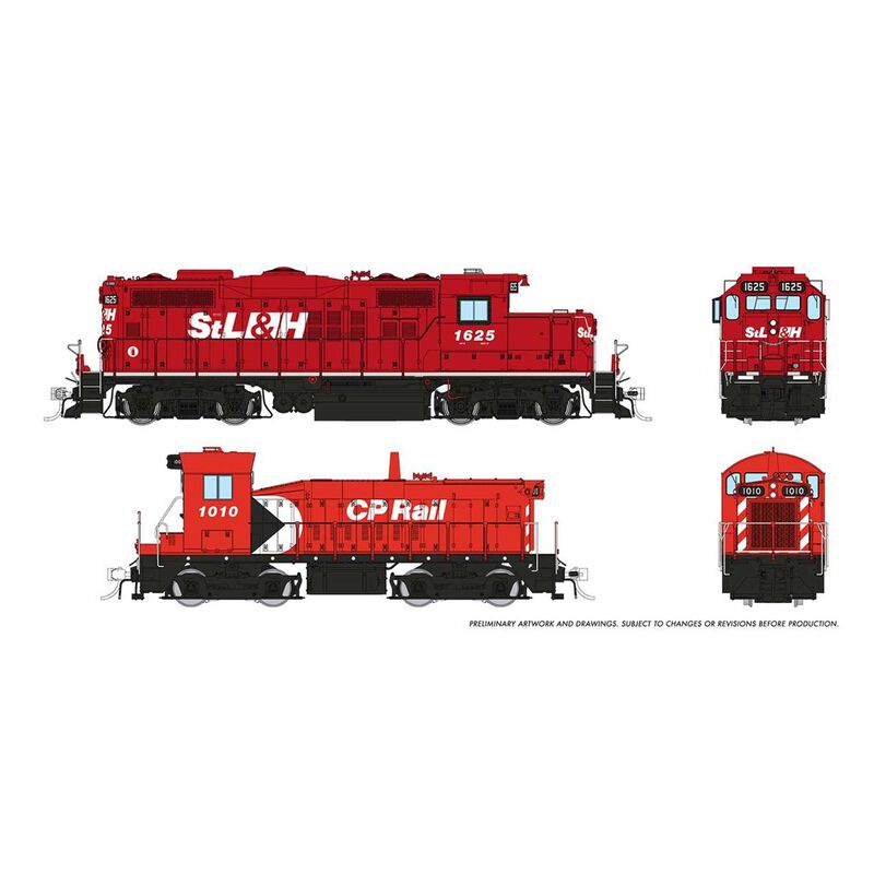 HO GP9u Mother+Slug DC/Silent StL&H: #1625 + 1010