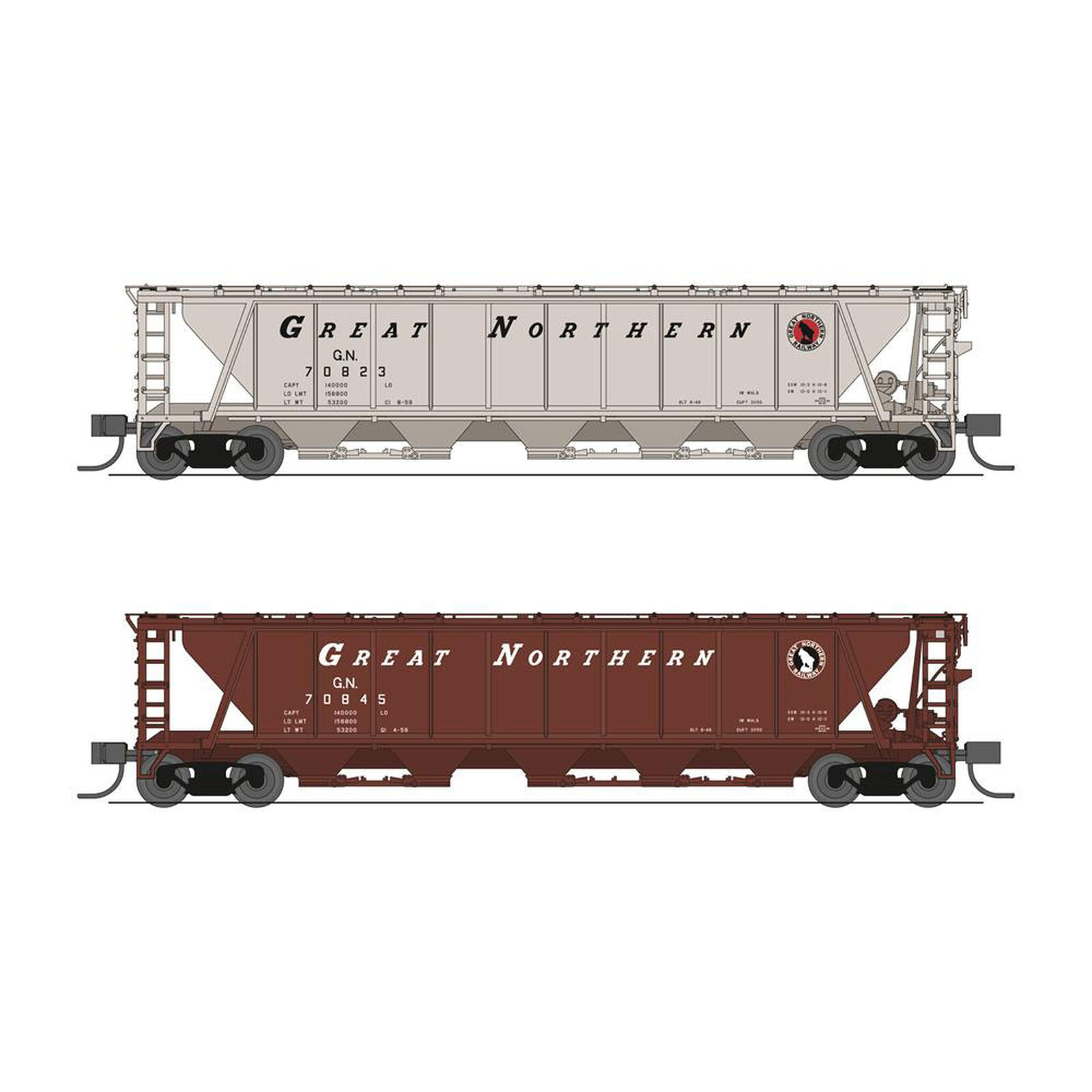 N H32 Covered Hopper, GN (2-pack)