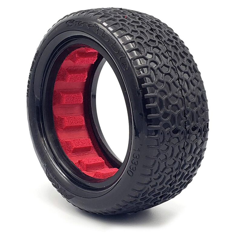 1/10 Scribble Front 4WD 2.2 Tires, Super Soft with Red Inserts (2): Buggy