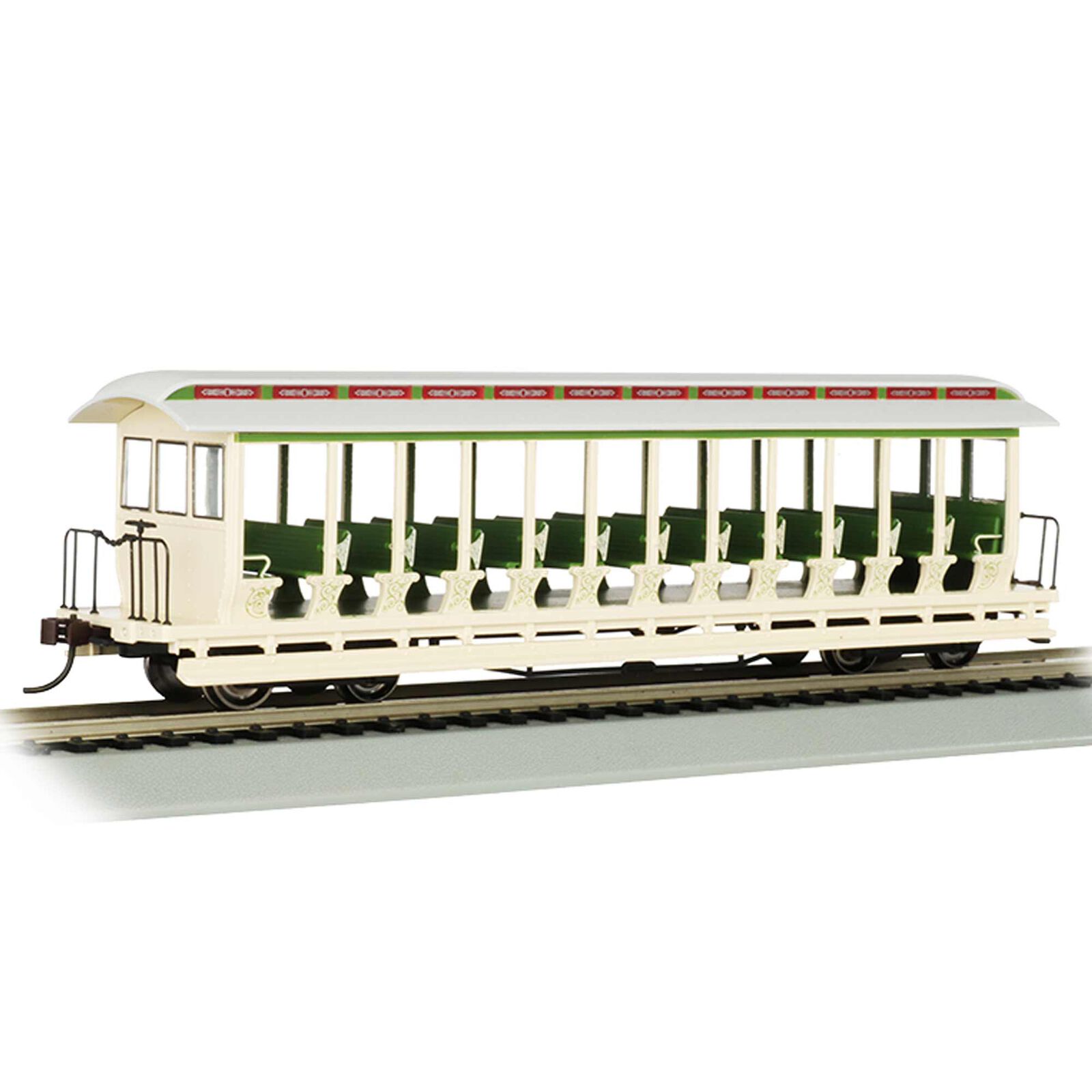 HO Open Excursion Car Amusement Park Cream Olive