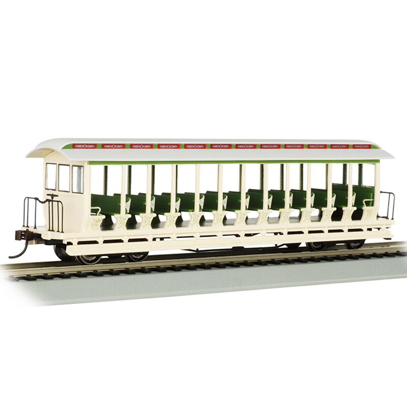 HO Open Excursion Car Amusement Park Cream Olive