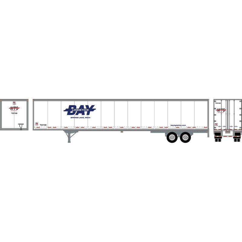 HO RTR 53' Wabash Plate Trailer, Bay Logistics #1