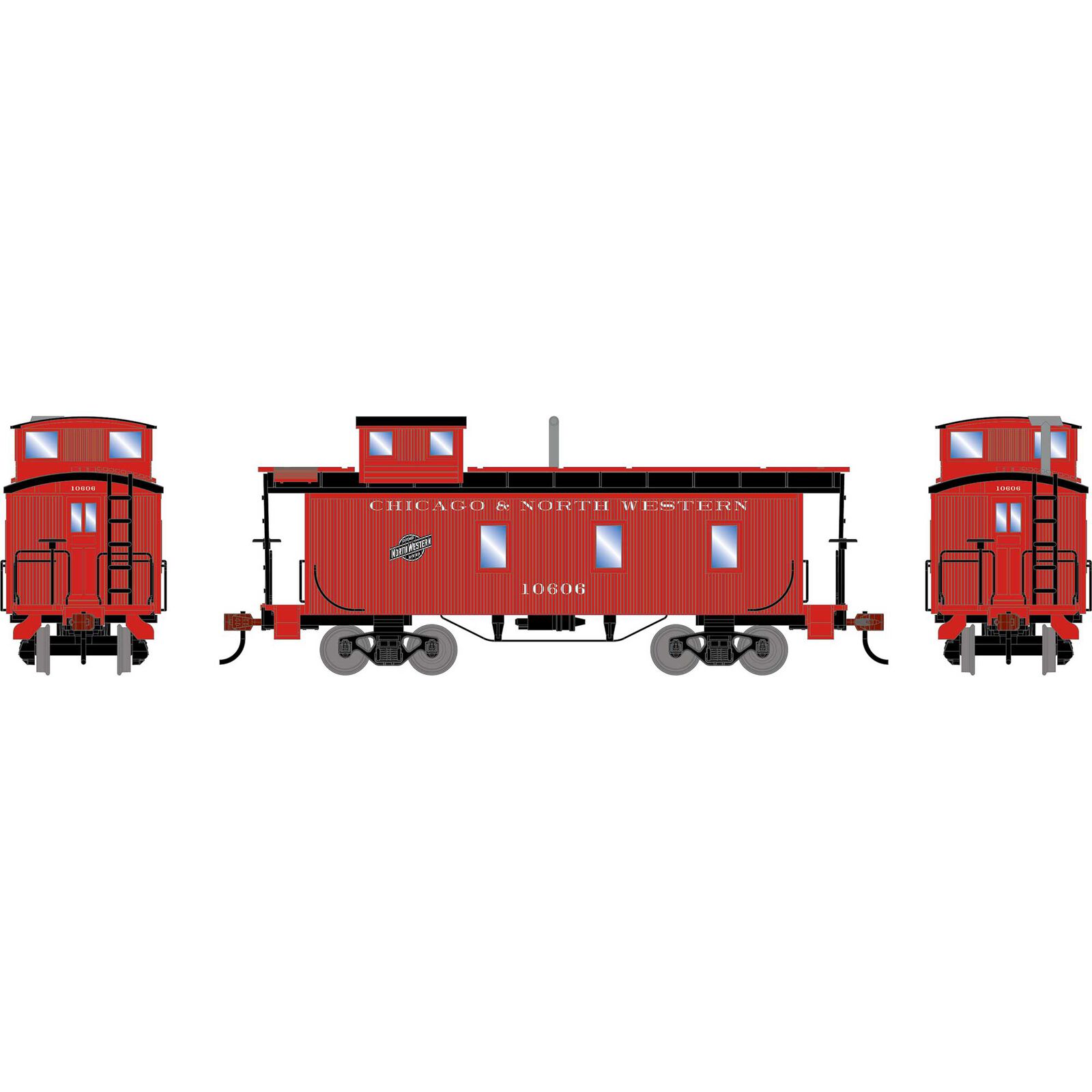 HO ATH 3-Window Wood Caboose, CNW #10606