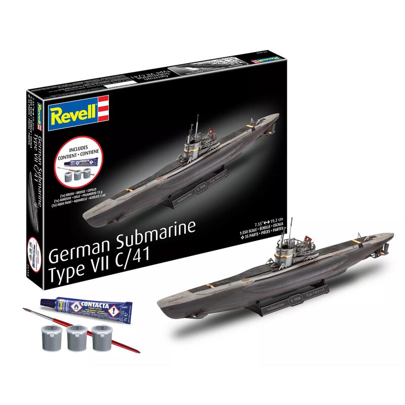 CARRERA REVELL OF AMERICAS INC 1/350 German Submarine Type VII C/41 All-Included Model Kit