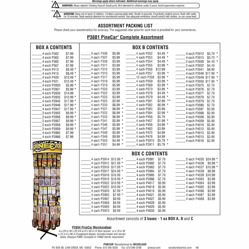 PineCar Complete Assortment (2-12 ea of 132 SKUs)