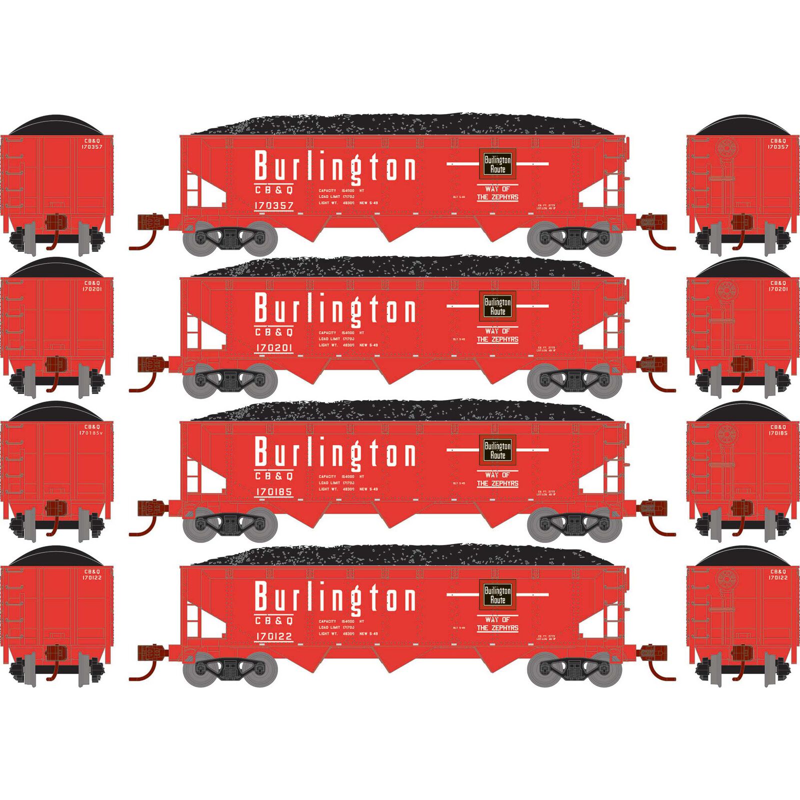 N 40' Offset Coal Hopper with Load, CB&Q #2 (4)