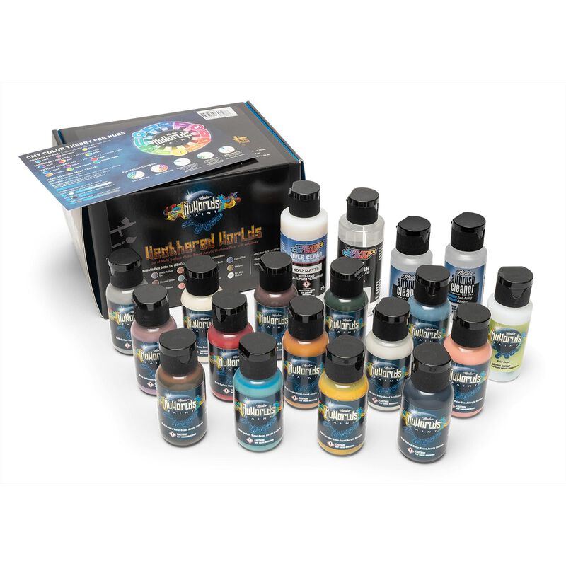 Iwata Airbrushes Weathered Worlds Set(14 colors+addtves)  - NuWorlds Paint