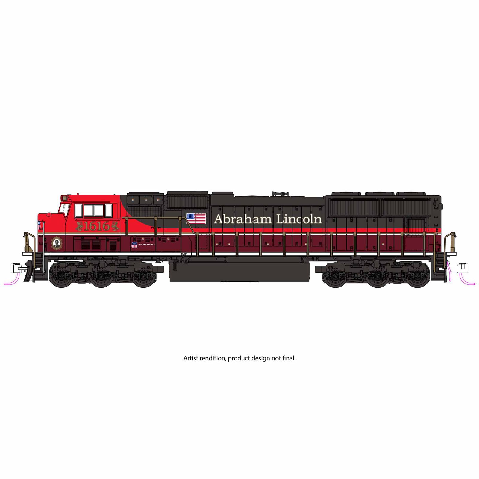 N SD70M Flat Radiator Union Pacific #1616 Abraham Lincoln w/ DCC
