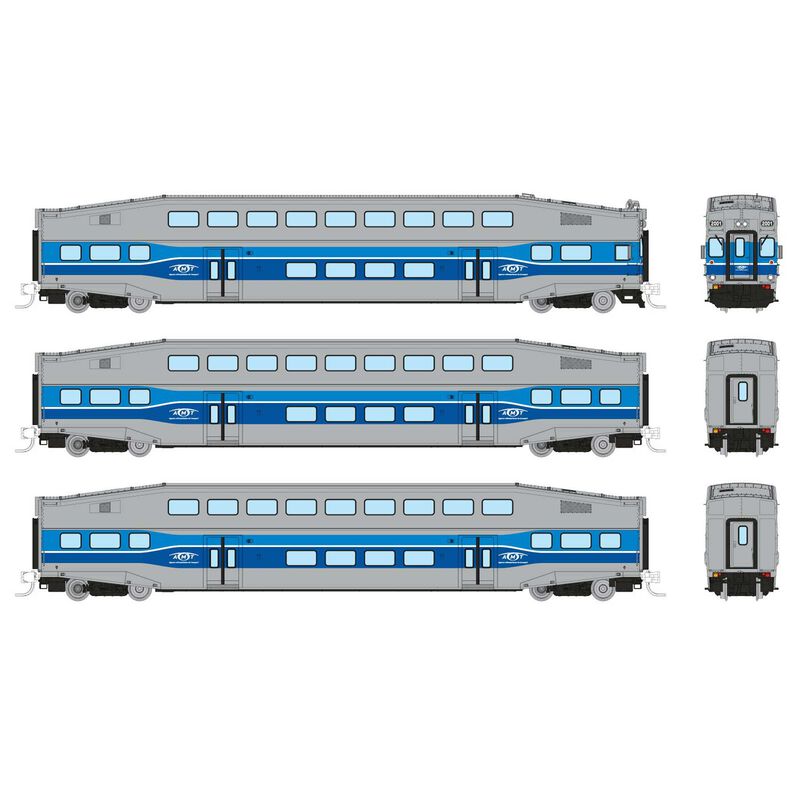 N Bilevel Commuter Car: AMT Montreal: Set #2 (Cab: 2003 Coaches: 2021 2035)