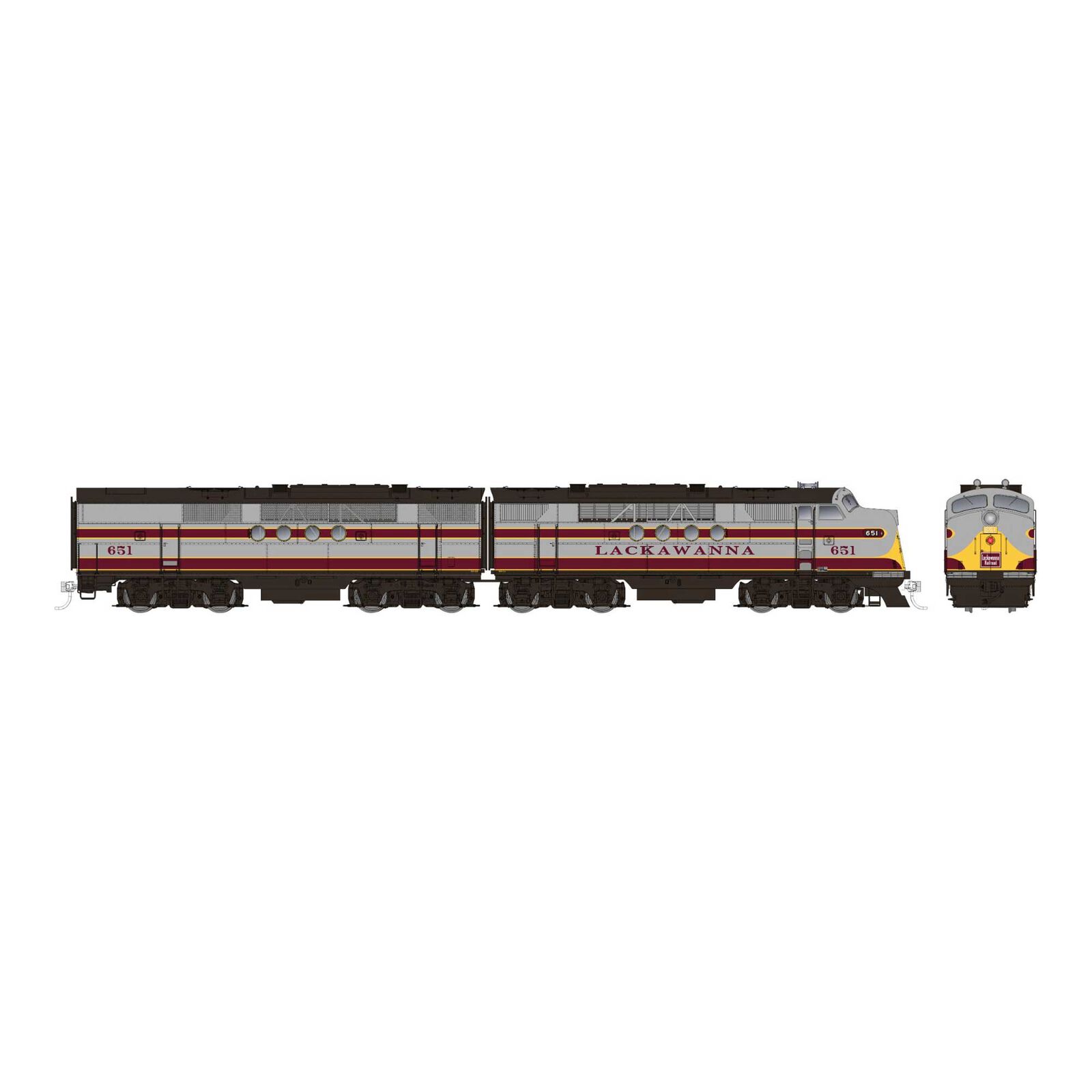 HO EMD FT A+B (DC/Silent): Lackawanna - Grey & Maroon: #651A + 651B