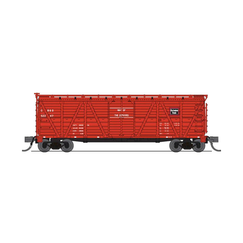 N 40' Wood Stock Car, CBQ 52459, Mule Sounds