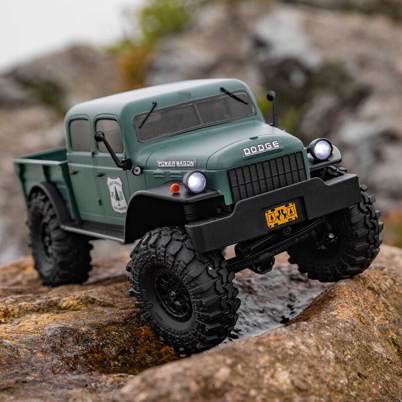 1/24 SCX24 Dodge Power Wagon 4X4 RTR Brushed Rock Crawler (Battery & Charger Included), Green