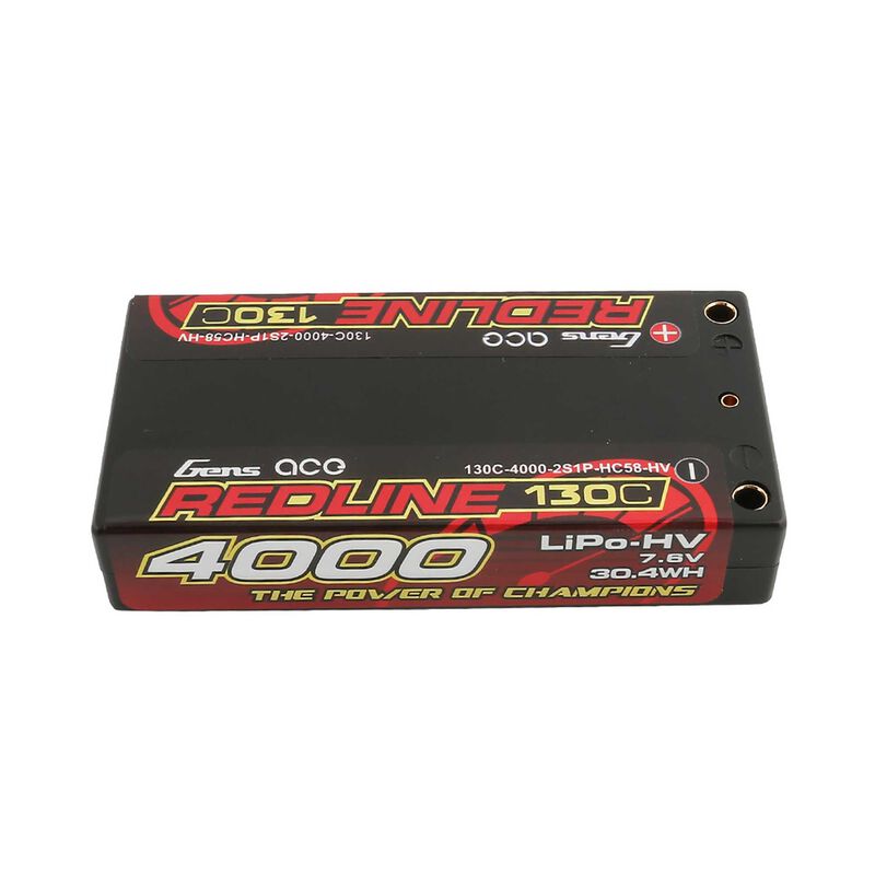 7.6V 4000mAh 2S 130C LiPo: 4.0mm Bullet