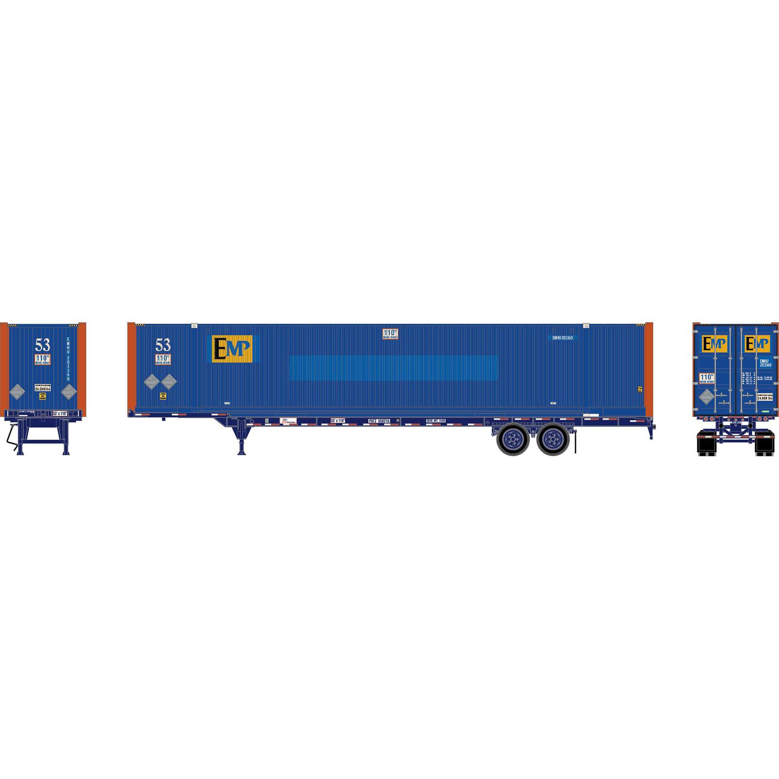 HO ATH 53' Chassis with Container, Chassis- PATZ #808216, Container- EMHU #203360