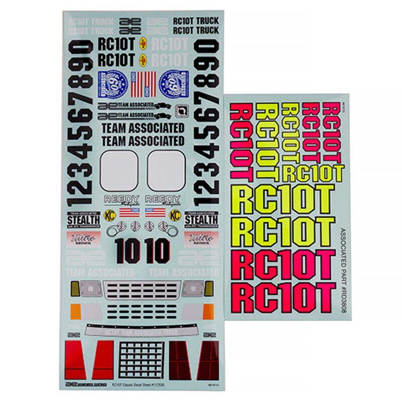 Decal Sheet, 1/10 Team Associated RC10T