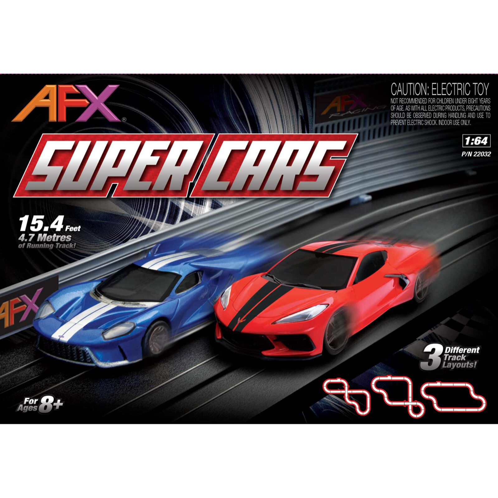 AFX/Racemasters Super Cars 15-Foot Mega G+ HO Slot Car Track Set