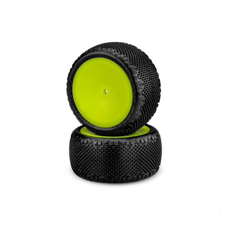 1/10 Pin Swag 2.2&rdquo; Pre-Mounted Rear Buggy Tires, Yellow Wheels, Pink Compound (2)