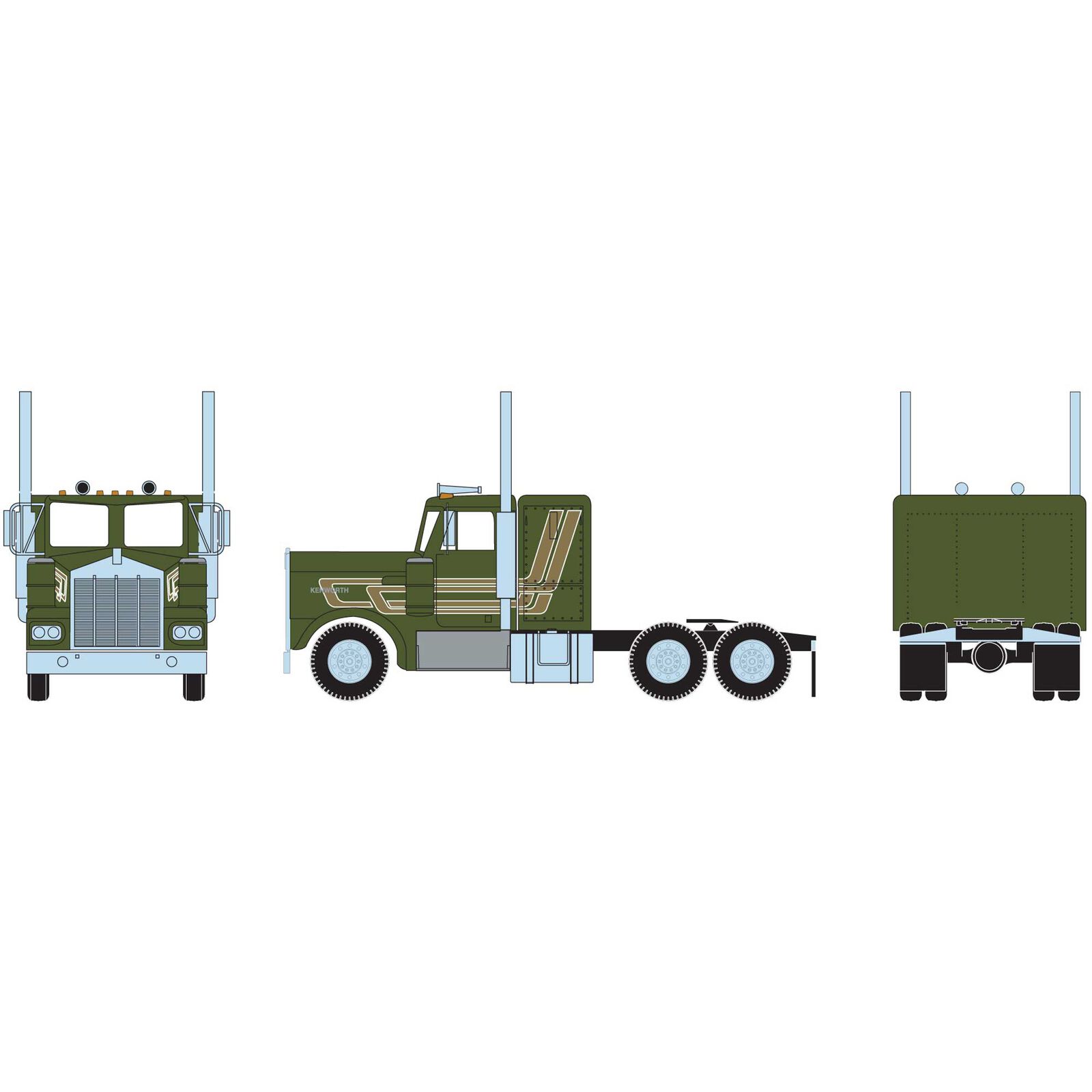 HO RTR KW Tractor, Green & Gold