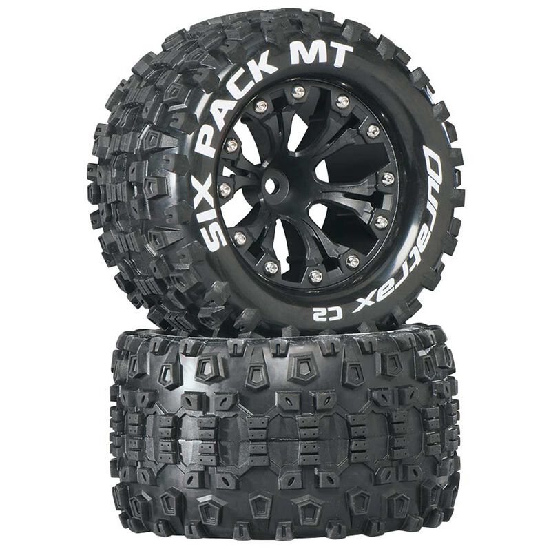 Six-Pack MT 2.8" 2WD Mounted 1/2" Offset Tires, Black (2)