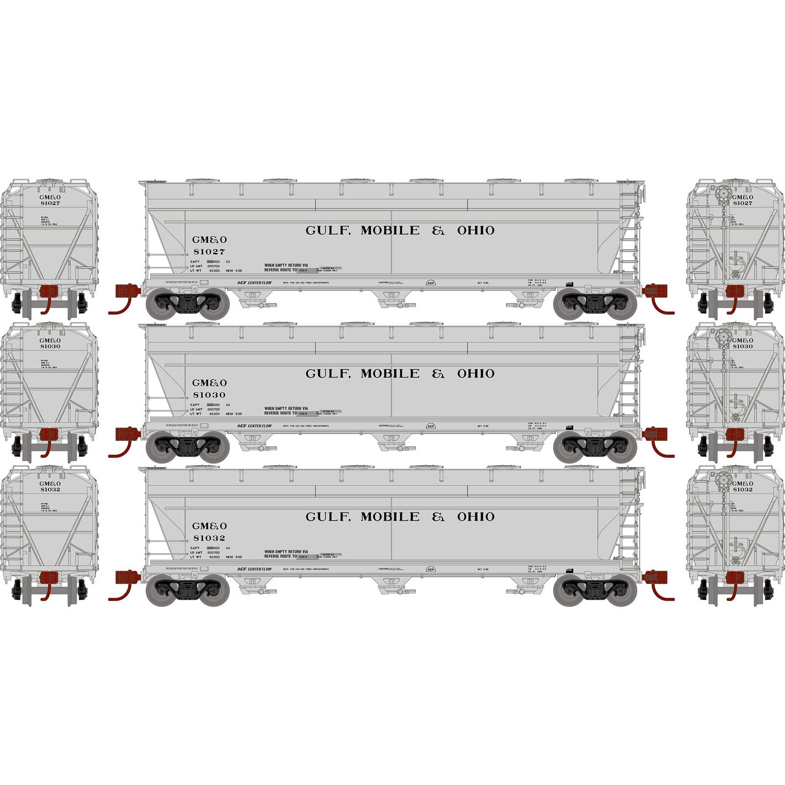 N ACF 4600 3-Bay CF Hopper, GM&O #1 (3)