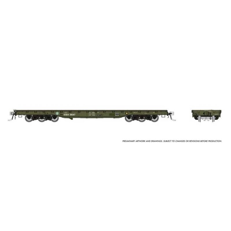 HO Magor 54ft Flatcar: DODX - Late Scheme: 6-Pack