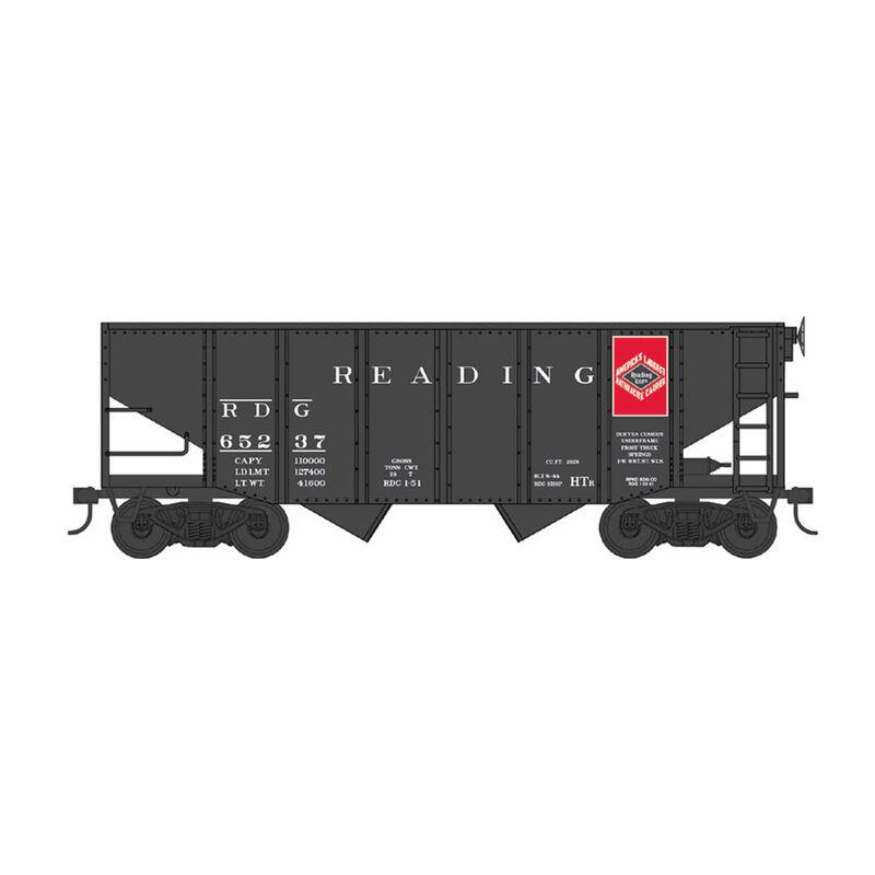 HO 55 Ton Fishbelly Hopper Reading Anthracite - Class HTr Rd #65245