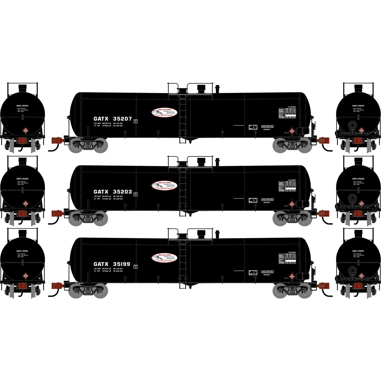 N ATH 30K Ethanol Tank Car, GATX #35199/35203/35207 (3)